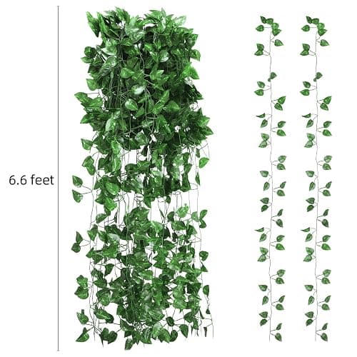 Tbestmax 473 Feet 72 Pack Artificial Ivy Leaf Plants, Green Vine Leaves, Greenery Hanging Garland, Fake Foliage Flowers for Home Kitchen Garden Office Wedding Wall Decor thumbnail 4