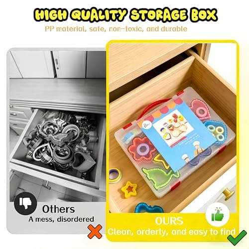BANIC Uncrustable Sandwich Cutter, 43 Pcs Sandwich Cutter and Sealer Set with Storage Container, Crustless Sandwich Cutter Heart Star Unicorn Dino etc, Lunch & Bento Box Accessories thumbnail 5