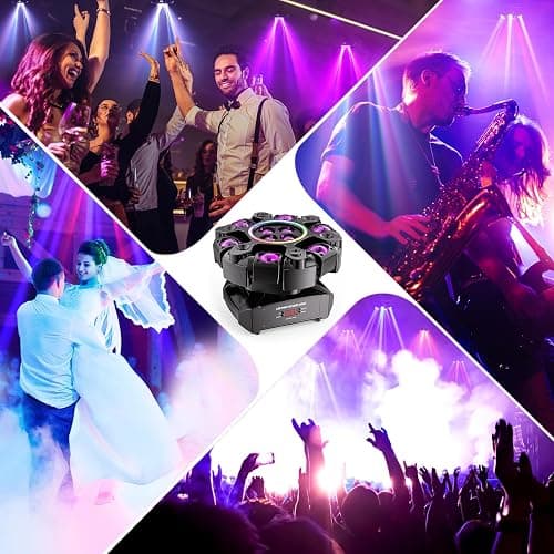 Moving Head DJ Stage Light 6-Arm RGBW with 4 Honeycomb Beams, 90° Swing 540° Rotate, White/Warm Strobe, Red/Green Starry Sky, Colorful Aperture Effects, Auto/DMX512 Control for Party Club Wedding thumbnail 8