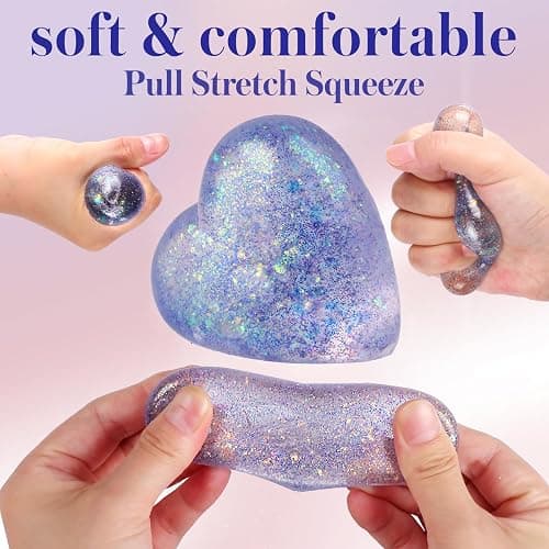 Heart Sugar Ball Stress Balls for Adults (Purple), Malt Sugar Ball Sensory Fidget Toys for Kids, Slow-Rise Squishy Sugar Stress Ball, Heart Shape Squeeze Toys for Stress Relief thumbnail 4