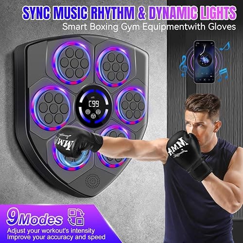 YORWHIN Smart Music Boxing Machine for Adults and Kids, Bluetooth Boxing Equipment with Boxing Gloves, Wall Mounted Electronic Punching Machine for Home Gym Workout Indoor thumbnail 5