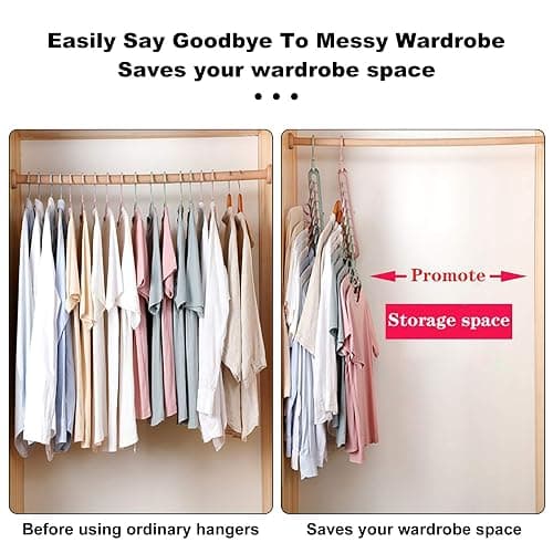 HEYHOUSE Closet Organizers and Storage,College Dorm Room Essentials,Pack of 6 Multifunctional Organizer Magic Space Saving Hangers with 9 Holes Storage Organization for Wardrobe Closet thumbnail 3
