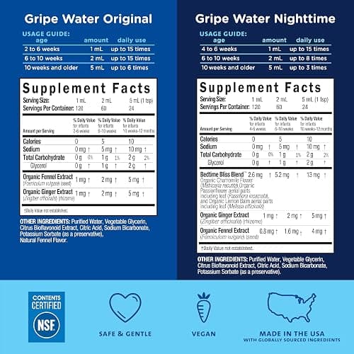 Mommy's Bliss Gripe Water Day & Night Combo, Infant Gas & Colic**, Gripe Water for Babies, Gentle & Safe, 1 Month+, 4 Fl Oz (Pack of 2) thumbnail 5