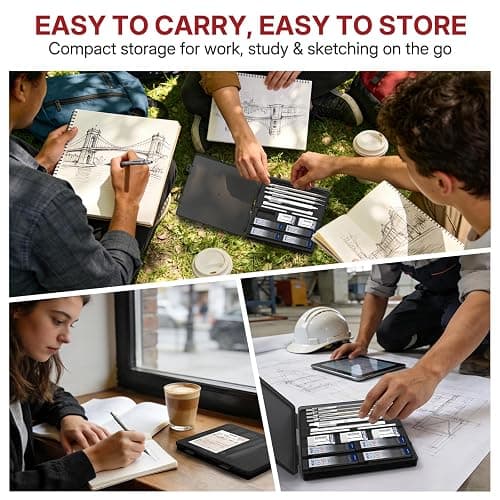 WUO 0.7mm Metal Mechanical Pencil Set, 4-Pack with Eraser Pen and Case | 480 HB Lead Refills, 3 Erasers + 10 Eraser Refills, Medium Point, for Writing, Drawing, Drafting, Sketching thumbnail 6