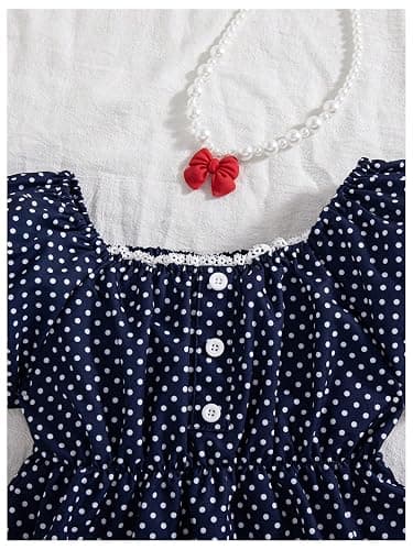 SOLY HUX Girl's Polka Dots Peplum Tops Puff Ruffle Cute Babydoll Blouse | Short Sleeve, Summer Tee Top for Teen Girls, Y2K Style, Sweetheart Neck Shirts thumbnail 3