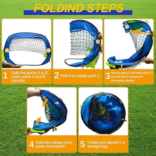 EVERRUSH Pop Up Soccer Goals Nets for Backyard Beach Soccer Training Net Mini Portable Foldable Lightweight Indoor + Outdoor Football Goal with Carry Bag thumbnail 7