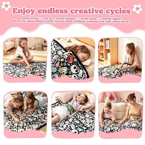 ROYAMOON Halloween Boo Washable Coloring Blanket Kit for Kids & Adults | 20 Washable Markers, 40x60 Inch, Ages 3+, Reusable Arts and Crafts Gift, Ideal for Family Decor, Daily Use and Travel thumbnail 7