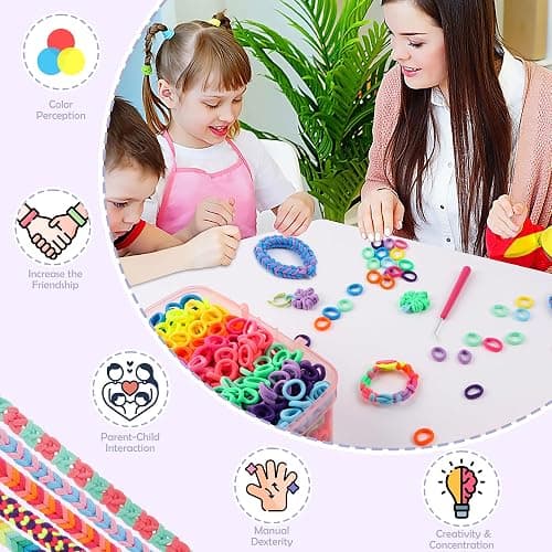 DPAPDI Bracelet Making Kit Toys for Kids, Girls Crafts for Ages 6-12 | Mermaid Weaving Loom Bracelets Kits with 1200+ Colorful Fabric Loops, Birthday Gift for DIY Beginners thumbnail 2