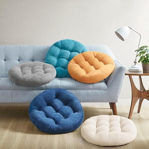 Degrees of Comfort Meditation Floor Pillow, Round Large Pillows Seating for Adults, Tufted Corduroy Cushion for Living Room Tatami, Beige 22 Inch thumbnail 6