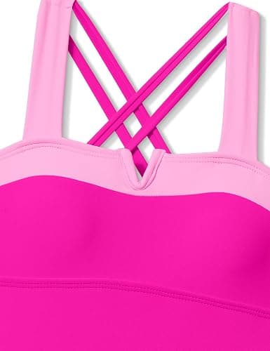 Shallmu Girls One Piece Swimsuits Color Block Dual Crossback Straps with Cover Up Skirt Girl's Swimwear 9-16Y thumbnail 7