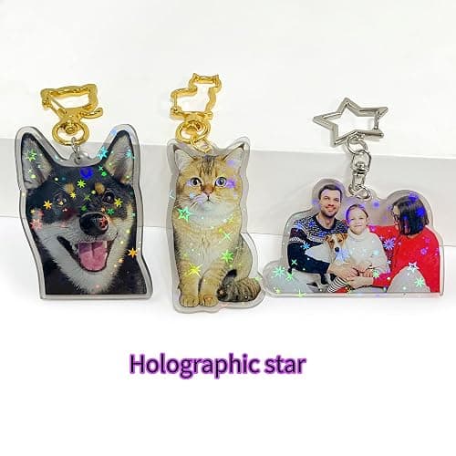 ZRPlaque Custom Logo Acrylic Keychain Cartoon Pendant Photo Flash Transparent Charm Printing Personality Holographic Anime Keyring thumbnail 9