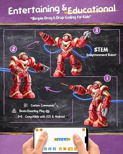 Holyton 5088 Smart Robots for Kids,Large STEM Programmable RC Robot, with Voice Control,APP Control,LED Eyes,Ideal Gift for 4 5 6 7 8 9 Years Old Boys and Girls thumbnail 4