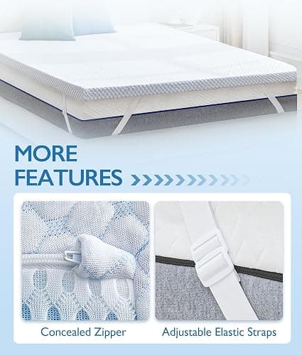 SINWEEK 3 Inch Twin Cooling Memory Foam Mattress Topper for Pressure Relief, Thick Bed Mattress Pad with Cooling Soft Cover and Adjustable Straps, CertiPUR-US Certified - Twin - 3 inch thumbnail 7