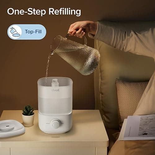 LEVOIT Top Fill Humidifiers for Bedroom, 2.5L Tank for Large Room, Easy to Fill & Clean, 26dB Quiet Cool Mist Air Humidifier for Home Baby Nursery & Plants, Auto Shut-off and BPA-Free for Safety, 25H thumbnail 2