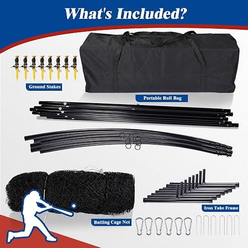 Portable Baseball Batting Cage Net with Sturdy Steel Frame, 20FT/ 30X12X8FT Batting Cages for Backyard Baseball Training Equipment with Carry Bag thumbnail 7