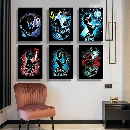 KEYRANKE 6 Pack Disney Diamond Art Kits Adults, Diamond Painting Disney Kits, Cross Stitch Full Drill Shiny Diamond Embroidery Pictures Arts Craft for Christ-mas Gift 12X16inch thumbnail 7