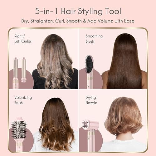 Annlary 5 in 1 Ionic Hot Air Styler, 1400W Powerful Hair Dryer Brush, Auto-Wrap Curlers, Paddle Brush for Fast Drying, Volumizing with Travel & Storage Bag thumbnail 2