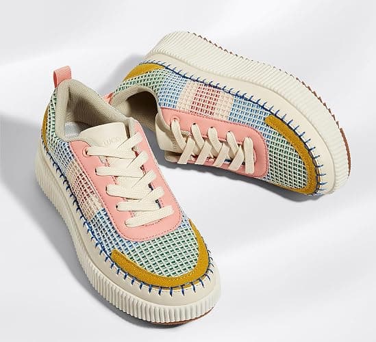 LUCKY STEP Women's Platform Sneakers Rhinestone Fashion Chunky Casual Sparkly Retro Braided Walking Shoes thumbnail 5