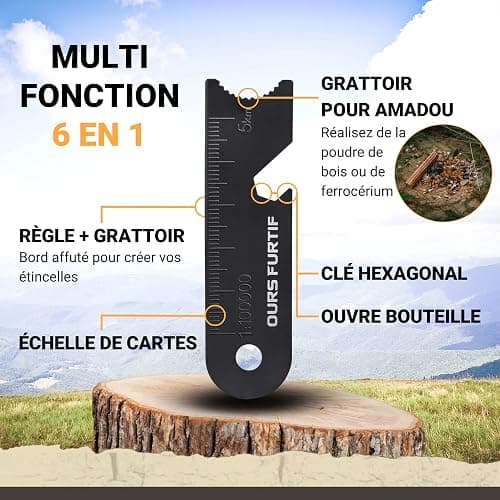 Kit Firesteel - Pierre à Feu de Survie - Barre Magnésium Tendre de qualité XL 10mm - 15 000 utilisations - Accessoire Camping, Survivalisme, Bushcraft, Randonnée - Allume Feu Naturel Inclus thumbnail 5