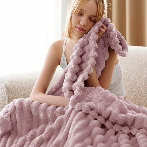 Bedsure GentleSoft Pink Fleece Blanket for Couch - Cozy Soft Blankets for Women, Cute Small Throws for Girls, Pink Decor Gifts for Home Room Office, 50x60 Inches thumbnail 4