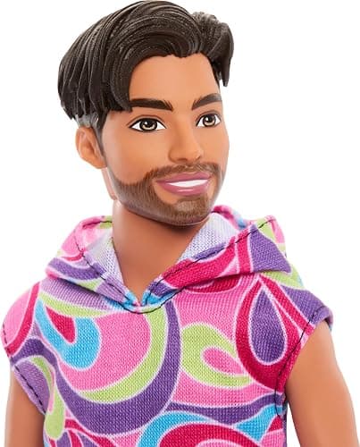 Barbie Fashionistas Ken Doll #227 with Look Inspired by The Totally Hair Look, Brunette with Short Beard & Slender Body Type, 65th Anniversary Collectible thumbnail 4