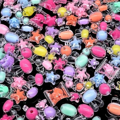 200g+ Candy Bulk Assorted Cute Kandi Beads for Jewelry Making, Bracelet Making Kit, Craft Supplies Charm Beads(Mixed II) thumbnail 4