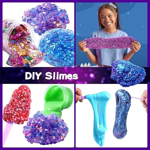 pokujyrt Confetti Slime Kit, Sparkling Slime Making Kit, DIY Craft Set with Clear Glue, Colors, and Decorations, Ages 6+ thumbnail 4