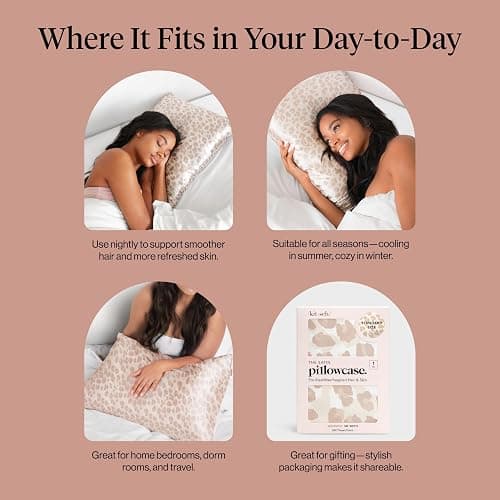 Kitsch Satin Pillowcase with Zipper for Hair & Skin - Softer Than Silk Pillow Cases, Smooth Cooling Satin Pillow Case, Wrinkle-Free, Machine Washable - Pillow Cases Standard Size 19x26 - Leopard thumbnail 6