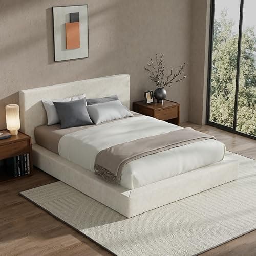 RECCI AirFrame Queen Bed Frame with Headboard, Cloud Upholstered Platform Bed Frame, 5 Inch Foam Cushioned, No Box Spring, Easy Assembly(Beige Chenille) thumbnail 6