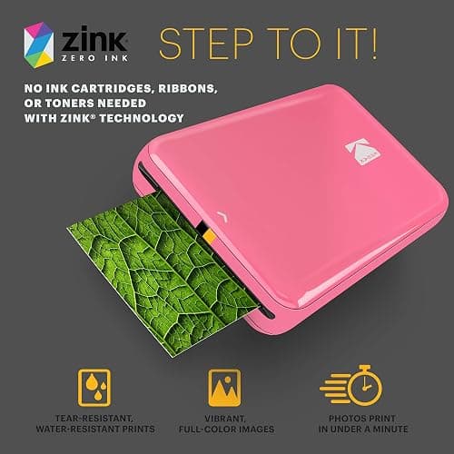 KODAK Step Instant Smartphone Photo Printer - Portable Mini Color Wireless Mobile Printer - Zink 2x3” Sticky-Back Photos - Bluetooth Compatible with iOS & Android Devices - Fun Editing App - Pink thumbnail 5