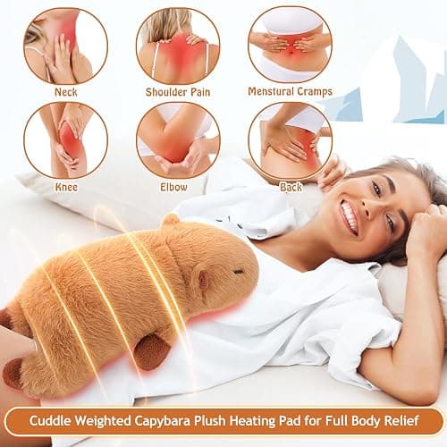 2lb Capybara Plush Stuffed Animals Microwavable Heating Pad-19'' Capybara Heating Pads for Cramps &Period Pain Relief for Women,Heatable & Coolable Stuffed Animals Bedtime Birthday Gift for Women Kids thumbnail 2