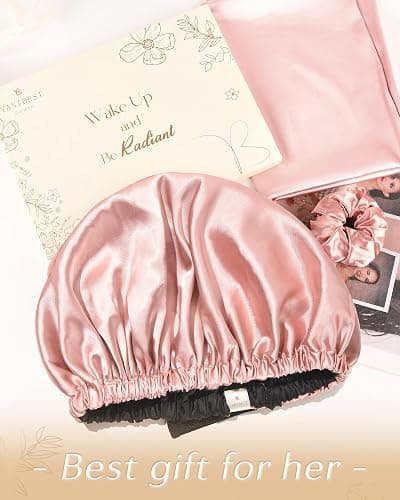 YANIBEST Doppelschichtige Satinhaube Seidenhaube zum Schlafen Verstellbare Haube für Frauen mit lockigem natürlichem Haar thumbnail 6