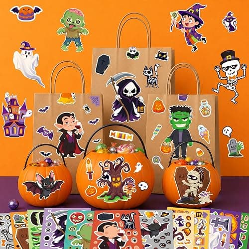 48 Sheets Halloween Stickers for Kids, Halloween Decorations, Halloween Party Favors, Cute Assorted Halloween Crafts Stickers for Party, Classroom, Treat Bags thumbnail 2