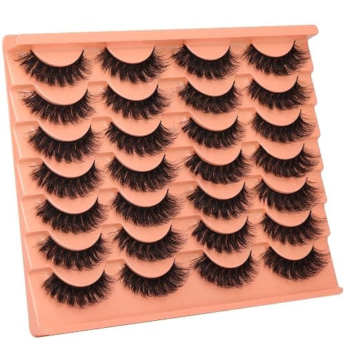 Short Lashes Natural Look False Eyelashes Thick Volume Faux Mink Lashes Pack Wispy Strip Fake Eyelashes Cat Eye Lashes that Look Like Extensions 14 Pairs thumbnail 3