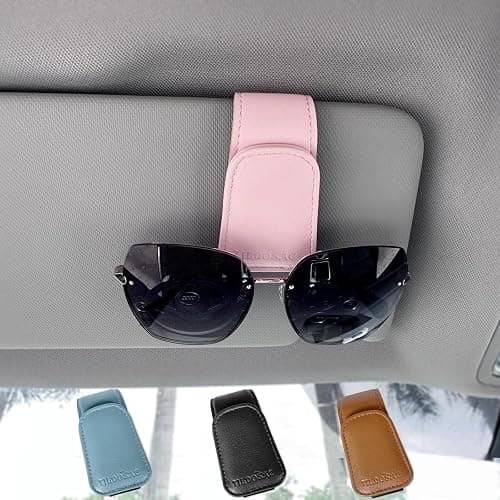 TILDOSAC Sunglasses Holder for Car Visor, Leather Magnetic Sunglass Holder for Car with Clip, Pink - Image 1