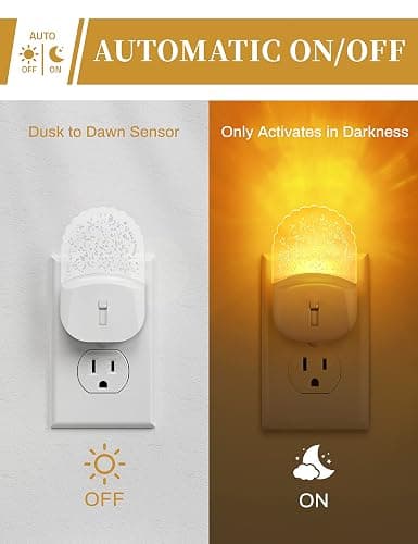 Night Lights Plug Into Wall [2 Pack], Amber Warm Night Light, 1800K, Dusk to Dawn Sensor, Adjustable Brightness LED Night Light for Bathroom, Hallway, Stairway thumbnail 5