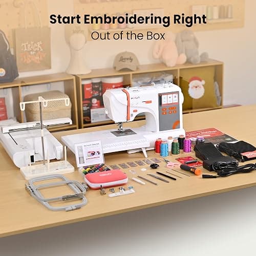 PooLin EOC03(2in1) Sewing and Embroidery Machine 4"x4" & 4"x9.25" Embroidery Size, 130 Built-in Designs 207 Sewing Stitches, 4.3" Touch Screen with WiFi Transfer, Includes Full Kits 1-on-1 Training thumbnail 8