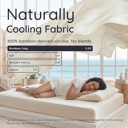Bambaw 100% Viscose Derived from Bamboo Sheets Queen Size Set – 4pcs Cooling Sheet Set, Super Soft Sheets Queen Size, Luxury Bedding, Deep Pocket Fits Up to 16'' Mattresses (Olive) thumbnail 4