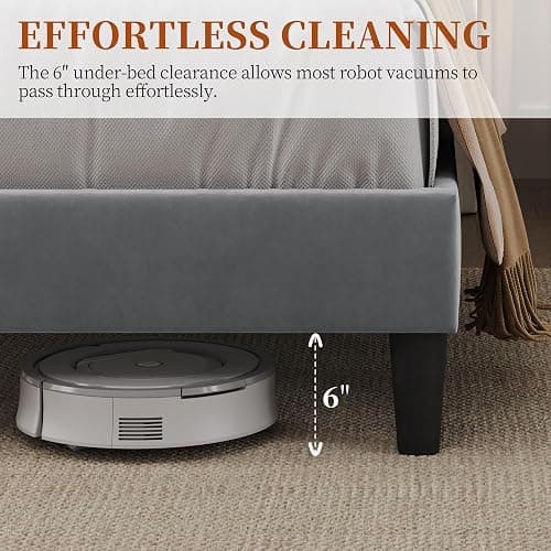 Yaheetech Queen Bed Frame with USB Charging Station and Storage Shelf/Upholstered Headboard Platform Bed with Wing Side/Wooden Slats Support/Noise Free/No Box Spring Needed/Easy Assembly, Light Grey thumbnail 6