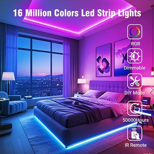 VOLIVO LED Strip Lights WiFi 100 FT, Compatible with Alexa and Google Assistant, 2 Rolls of 50ft RGB Led Light Strip, Music Sync Color Changing Lighting for Bedroom, Home, Kitchen, Party Decors thumbnail 3