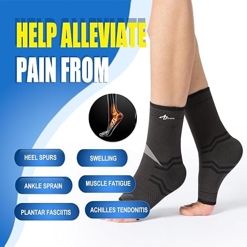 ABIRAM Ankle Brace for Women & Men, Ankle Compression Sleeve, Foot Sleeve with Wrap, Ankle Support, Foot Support for Sprained Foot & Arch, Plantar Fasciitis Relief Socks, Achilles Tendonitis thumbnail 5