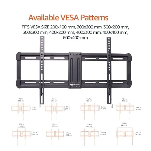 Amazon Basics Low Profile Easy Install TV Wall Mount with Horizontal Post Installation Leveling for 32-Inch to 86-Inch TVs, Black thumbnail 5