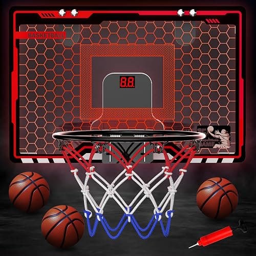 HopeRock Indoor Basketball Hoop for Kids, Over The Door Mini Basketball Hoops, with LED Light, Scoreboard, Birthday Toys Gifts for 5 6 7 8 9 10 11 12+ Year Old Boys thumbnail 2