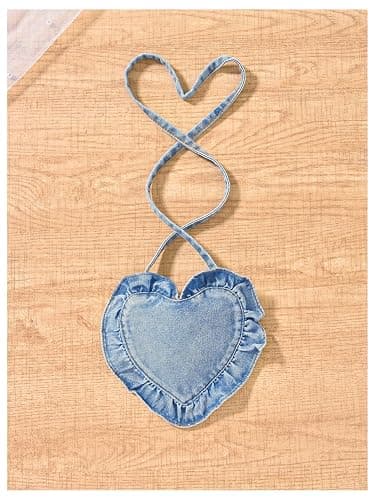 Verdusa Girl's Flared Ruffle Boho Dresses Button Down Collared Dress with Denim Crop Vest and Small Bag thumbnail 6