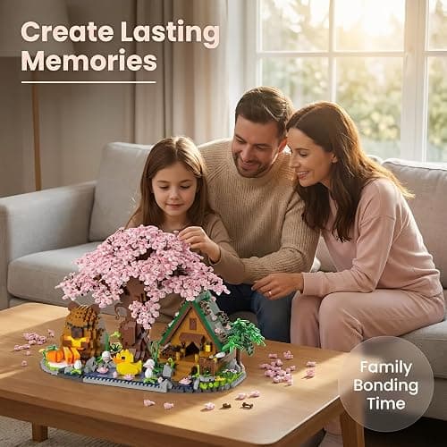 Capybara Cherry Blossom Bonsai Tree House Building Sets for Adults & Kids - 2280PCS Micro Mini Blocks, Artificial Flower for Desk, Office, Home Decor, DIY Arts & Crafts Kits, Ages 8+ Girls & Boys Gift thumbnail 7
