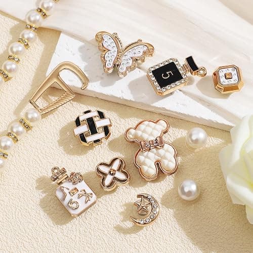 22 PCS Shoe Decoration Charms for Women, Bling Girly Shoe Chains for Clog Sandals, Golden Rhinestone Shoe Accessories Decoration Jewels Party Favors thumbnail 4