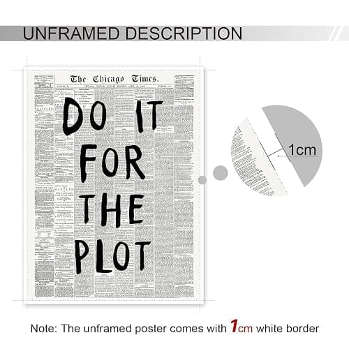 Trendy Black and White Chicago Newspaper Canvas Posters, Affirmation Quote Do It For The Plot Room Aesthetic Wall Art Picture Print for Drom Home Bedroom Decor 30 x 40 CM Unframed thumbnail 6