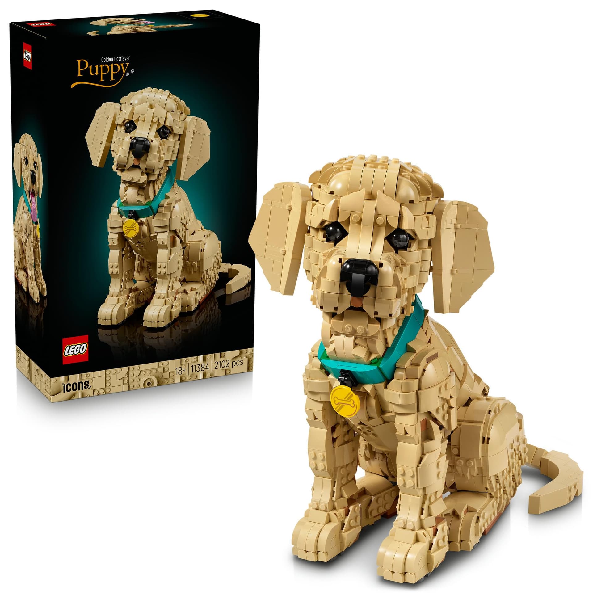 LEGO® Icons Golden Retriever Puppy 11384 Posable Animal Figure - Home Decor Building Set for Adults Collectable Model Building Kit for Dog Lovers Golden Retriever Treat for Birthdays - Image 1