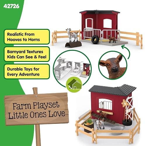 Schleich Farm World – 31PC Goat Stable Playset with 2 Goat Figures and Accessories – Farm Animal Toys for Boys and Girls – Pretend Play Barn Toy for Imaginative Play - Toddlers, Kids Ages 3+ | 42726 thumbnail 3