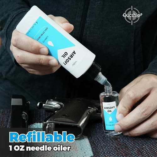 Airsoft Oil 4 oz & 1 oz Needle Oiler 100% Silicone Air Gun Oil, Multi-Purpose Airsoft Chamber Lube, All Purpose Silicone Lubricant for All Airgun thumbnail 5